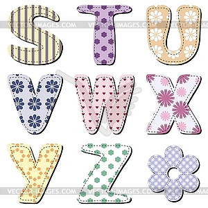 Patchwork scrapbook alphabet - vector clipart