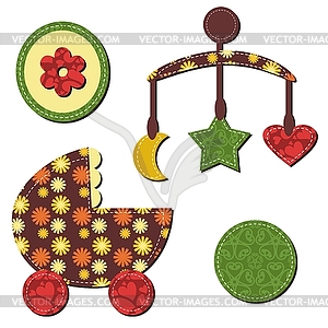 Set with scrapbook objects for baby - vector clip art