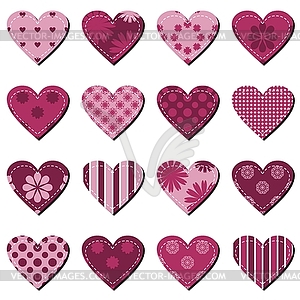 Scrapbook hearts on white  - vector image