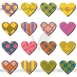 Scrapbook hearts on white  - vector clipart