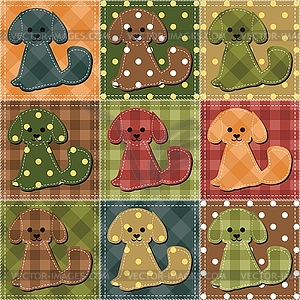 Patchwork background with dogs - vector image