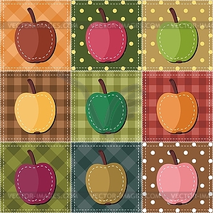 Patchwork background with apples - vector clip art