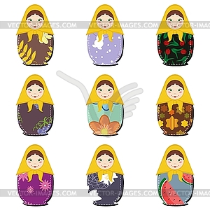 Matryoshka dolls scrapbook on white - vector clipart