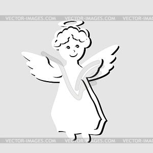 Nice little white angel - vector image