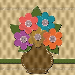 Scrapbook vase with flowers - vector clipart