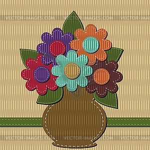 Scrapbook vase with flowers - vector image