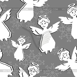 Seamless background with angels - vector clipart