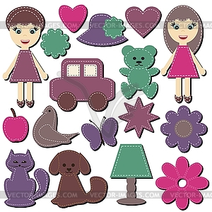 Set with scrapbook objects on white - vector image