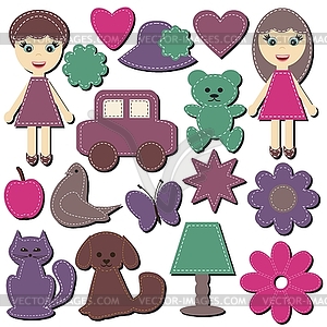 Set with scrapbook objects on white - vector image