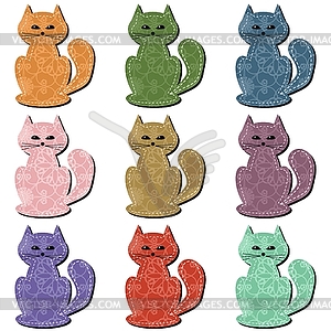Nice scrapbook cats on white - vector image