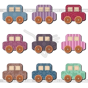 Scrapbook cars on white background - vector clipart