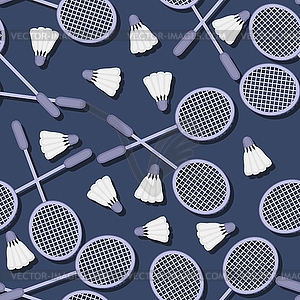 Seamless pattern with badminton - color vector clipart