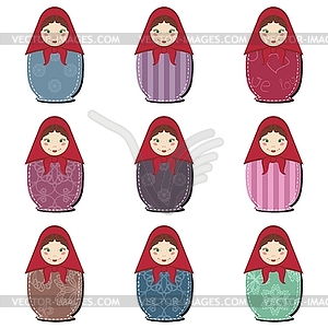 Matryoshka dolls scrapbook on white - royalty-free vector clipart