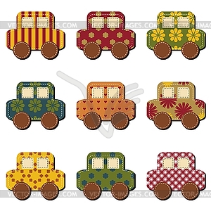 Scrapbook cars on white background - vector clipart