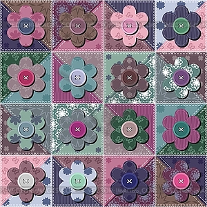 Patchwork background with flowers - vector image