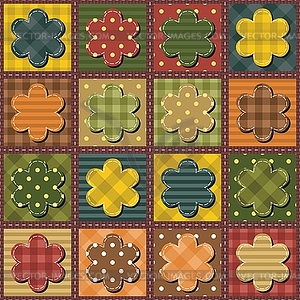 Patchwork background with flowers - vector clipart