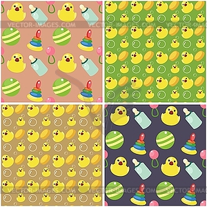 Four seamless background for baby - vector image