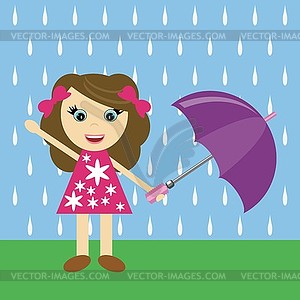 Girl with umbrella  - vector clip art