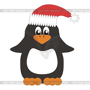 Nice penguin in Christmas cap - vector clipart