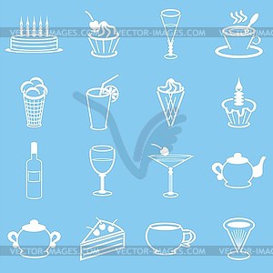 Drinks and desserts - vector image