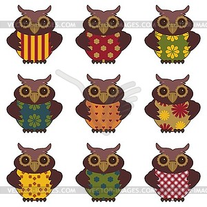 Nice owls on white  - vector image