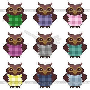 Nice owls on white  - vector clipart