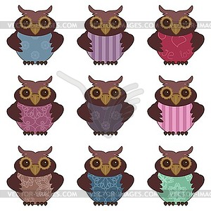 Nice owls on white  - stock vector clipart