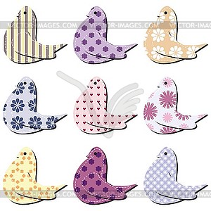 Nice scrapbook birds on white - color vector clipart