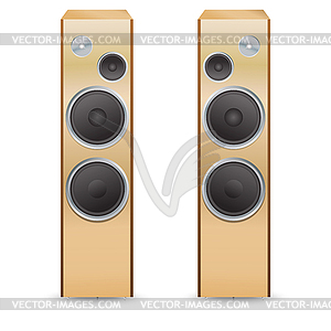 Wooden audio speakers - vector clipart