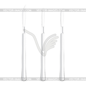 Set of three abdominal scalpels isoleted - vector clipart