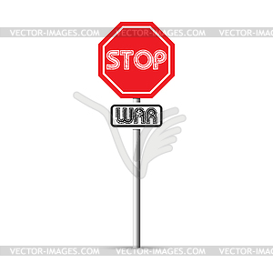 Stop war road sign - vector image