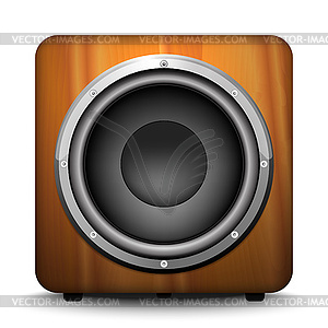 Home subwoofer with walnut wood texture and powerfu - vector image