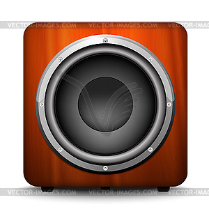 Detailed home subwoofer with redwood texture and - vector clip art