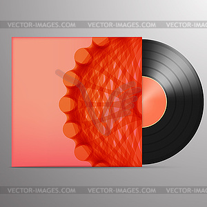 Vinyl gramophone record with color paper label and - vector clipart