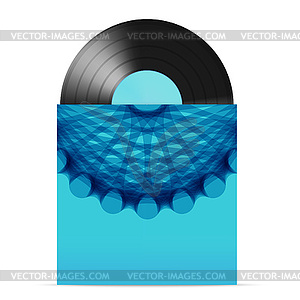 Vinyl gramophone record with blue paper label and - vector image