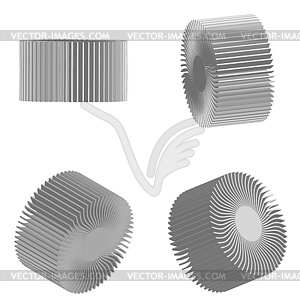 Set of four round radiators (heatsink) - vector image