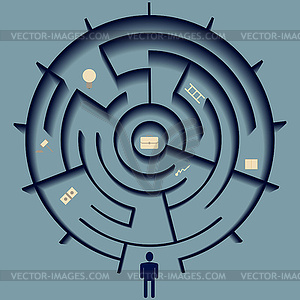 Человек ввод карьера лабиринт - векторное изображение