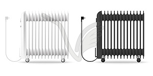 Oil radiator heaters - black and white - vector clip art