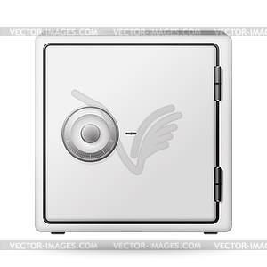 Steel security safe with combination lock - white & black vector clipart