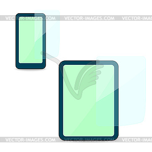 Screen protector film for smartphone and tablet - vector clipart