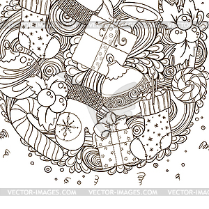 Merry Christmas holiday circle composition - vector image