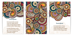 Set of doodle paisley posters for your business - vector clip art