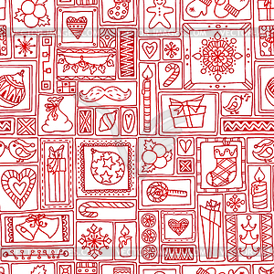 Red seamless Christmas and New Year pattern - vector clip art
