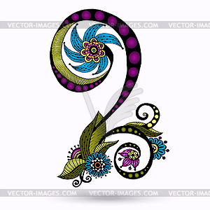 Henna Paisley Mehndi Doodles Design Element - vector clip art