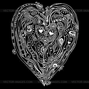 Original drawing doddle heart - vector image