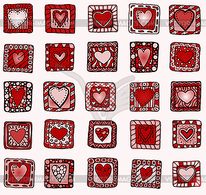 Collection of original drawing doodle hearts - vector image