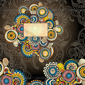Abstract floral pattern with doodles and cucumbers - vector image