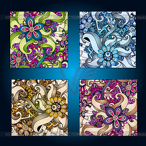 Set of four decorative ornamental ethnic cards - vector clipart