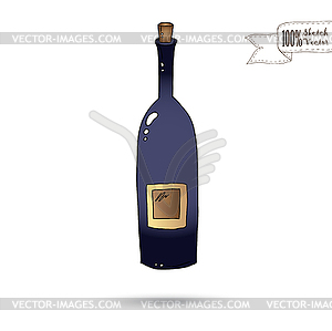 Sketch of Wine Bottle - vector image