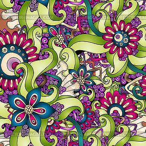 Seamless flower retro background pattern - vector clipart